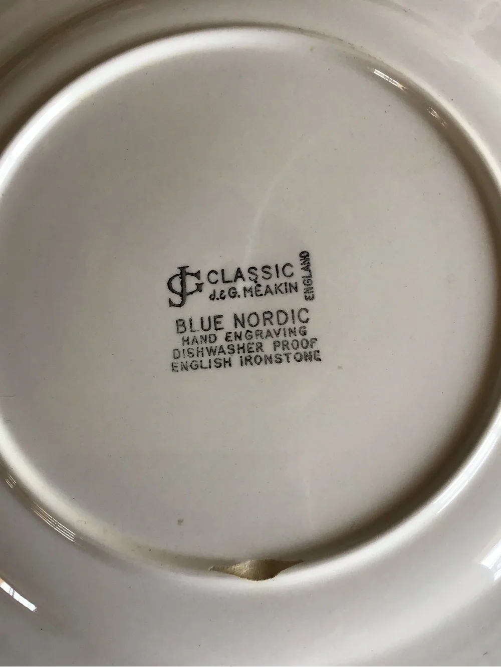 Vintage Nordic Blue Ironstone 10” Dinner Plate England